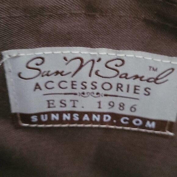 Sun & Sand Beach Tote Woven Straw weaved Ivory Brown Large bohemian neutral - Picture 9 of 10